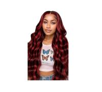 5X5 HD Frontal Black Red Blonde Highlight Wig Human Hair,200 Density Body Wave Lace Front Wigs Pre Plucked for Women Fluffy and Natural(24 inch)