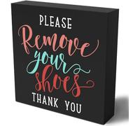 5x5 Inch Funny Remove Your Shoes Wooden Box Sign Plaque Please Remove Your Shoes Thank You Wood Box Sign Rustic Art Home Shelf Desk Decor