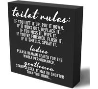 5x5 Inch Funny Toilet Rules Wooden Box Sign Plaque Toilet Rules If You Lift It Up Put It Down Wood Box Sign Rustic Art Home Shelf Desk Decor, style-13