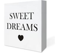 5x5 Inch Home Decor Farmhouse Style Rustic Wooden Box Sign For Bedroom Decor,Sweet Dreams Quote Block Plaque For Wall Tabletop Desk Home Wall Art Decoration