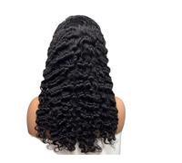 5x5 inch Lace Transparent Front Deep Curly Hair Wig Human for Black Women Adds Volume(Natural Color,22inch)