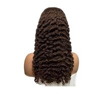 5x5 inch Lace Transparent Front Deep Curly Hair Wig Human for Black Women Womans Hair Topper(Brown black,22inch)