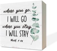 5x5 Inch Ruth 1:16 Where You Go Sign - Inspirational Wood Decor - Living Room
