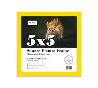 5x5 Inch Yellow Square Thin Photo Frame Wall Mountable and Freestanding Thin Picture Frame Standard Square Photograph Size, 5" X 5"(12.7 X 12.7cm)