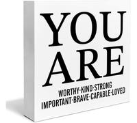 5x5 Inch "You Are Worthy & Kind" Affirmations Sign - Nursery & Office Decor