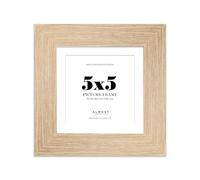 5x5 Oak Square Frame With Mount for 4x4 Pictures 28mm Edge Frame Display with Wall Hooks and Kickstand, 1 Pack