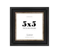 5x5 Picture Frame, Display 5x5 Pictures (12.7 x 12.7cm) - Black & Gold Distinctive 42mm Edge Wall Art - 1 Pack