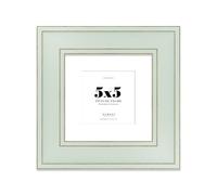 5x5" Sage Green Square Picture Frame with 3x3" Mount - Shabby Chic Photo Frame with Distressed Finish, Gold Trim, Wall Hooks and Kickstand, 37mm Edge - 1 Pack