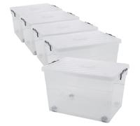 (5x55L) Clear Plastic Storage Box Lid Home Office Garage
