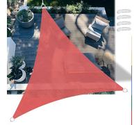 5x5m Triangle Sun Shade Net Waterproof & Windproof Fabric 90% UV Protection Includes Guy Ropes & Sturdy for Garden Balcony Patio - Red