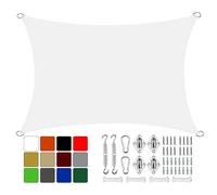 5x5m Waterproof Sun Shade Sail UV Resistant Breathable Ripstop Fabric with PU Coating Perfect for Patio Deck Pool Canopy - Includes Free Rope White