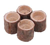 5x5x5cm Natural Pine Wood Tree Branch Wooden Candle Holder Handmade Candlesticks for Home Decoration Set of 4