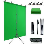 5x6.5ft Green Backdrop for Photoshoot with Portable T-Shape Backdrop Stand Kit,Carry Bag & 4 Clamps,Photography Video Studio Background Support