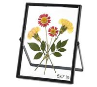 5x7 Floating Picture Frame - Double-layer Real Glass & Metal Frame, DIY Photo Frame for 5x7 Full Size / 4x6 Floating/Pressed Flowers, Premium Frame for Tabletop Décor & Gift Idea