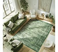 5x7 ft Area Rug Green - Boho Indoor Rug, Machine Washable, Non-Slip, Low Pile Rug for Living Room, Bedroom, Dining, Home Office