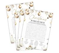5X7" Golden Bauble Christmas Word Search Game - 30 Pcs Holiday Party Cards - Fun Family & Friends Activity, Festive Puzzle Challenge, Party Activities & Supplies(A02)