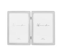 5x7 Hinged Double Cast Metal Picture Frames, Silver Classic Bead Design