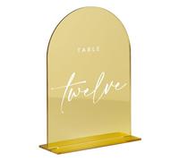 5x7 Inch Gold Mirror Acrylic Arch Sign with Stand | 10 Pack Blank Gold Arch Acrylic Signs with Base for DIY Arched Wedding Signage Wedding Table Numbers