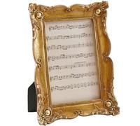 5x7 Inch Vintage Baroque Gold Picture Frame with Glass, Standing Tabletop Photo Display, Decorative Victorian Floral Design Border for Home Decor, Desk, Family Photos or Gift (Gold, 5X7 In)
