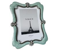 5x7 Inch Vintage Pearl Picture Frame, Antique Green Ornate Photo Frame with Easel Back, for Wall Hanging or Tabletop Display, Horizontal & Vertical Baroque Home Decor for Gallery Wall, Art Gift