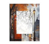 5x7 Photo Frame for Wall and Tabletop Decoration, Red Telephone Booth Retro Romantic City Scenery Wood Vertical or Horizontal Picture Frame 1 Pack