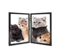 5x7 Picture Frame Double Hinged Black Metal Thin Edge Frame with High Definition Glass Front Folding Frames Stand Vertically on Tabletop,Black