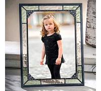 5x7 Picture Frame Green and Yellow Stained Glass Photo Vintage Home Decor Easel Vertical Horizontal Family Baby Pic 404-57HV