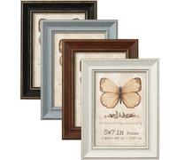 5x7 Picture Frame Set of 4 with 2 Mats, Rustic Farmhouse Photo Frame with Tempered Glass, Distressed Vintage Frame 3.5x5 & 4x6 with Mat or 5x7 without Mat for Wall or Tabletop Display Home Office Gift