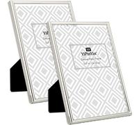 5x7'' Simply Silver Metal Picture Frame 2pack, Luxury Thin Edge Silver Plated Photo Frames 5x7'' With Soft Touch Velvet Backing for Desktop and Wall Décor