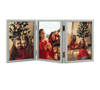 5x7 Triple Hinged Frames, 3 Folding Picture Frame, Triptych Photo Frame, Stand Vertically on Desktop or Tabletop, Grey