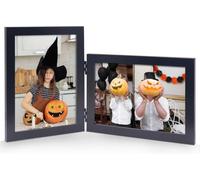5x7 Vertical Horizontal Double Picture Frame, Black Modern Wood Frame