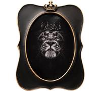 5x7 Vintage Oval Picture Frame, Antique Black Ornate Crown Frame with Glass Front, Distressed Retro Design for Tabletop & Wall Hanging, Home Decor Gift Photo Gallery Art