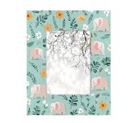 5x7inch Photo Frame Wooden Photo Display,Stand Tabletop and Wall Mounting Wood Picture Frames Cartoon Elephants Flowers Leaves
