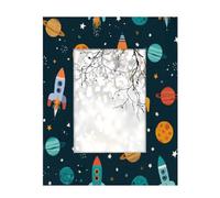 5x7inch Photo Frame Wooden Photo Display,Stand Tabletop and Wall Mounting Wood Picture Frames Cartoon Outerspace Rocket Planet