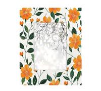 5x7inch Photo Frame Wooden Photo Display,Stand Tabletop and Wall Mounting Wood Picture Frames Orange Flowers Green Leaves Plant