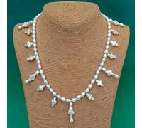 5x7mm Freshwater Cultured White Rice 10x13mm Cross Pearl Simple Choker Necklace Female Necklaces