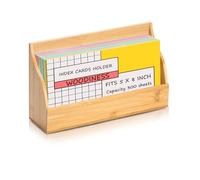 5x8 Inch Index Card Stand Wooden Index Cards Holder Notecard Box Postcard Display Stand Flash Cards Organizer Business Card Display Rack for Desk Office Supplies Capacity 300 Sheets