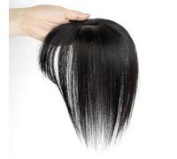 5x9cm Base Hairpieces Pieces Wig,Human Hair Toppers for Women Real with Bangs for Thinning Hairs Fluffy and Natural(Black,8inch)