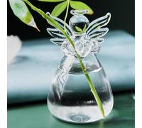 5x9cm Glass Flower Vase, Angel Shape Flower Plant Stand Hanging Vase, Hydroponic Container, Clear Flower Plant Terrarium Container Hanging Vase Wedding Decor Garden Ornaments Hanging Planter