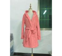 (5XL, as the picture) 2024 Europe & America Women's Plush Hooded Pajamas Bathrobe - Solid Color