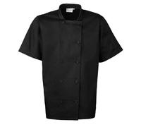(5XL, Black) Premier Mens Short-Sleeved Chef Jacket