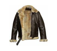 (5XL, Brown) 2023 Men's Raf Aviator Real Leather Jacket Coat Bomber B3 Sheep Skin Pilot Flying