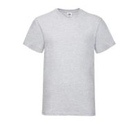 (5XL, Grey) Fruit of the Loom Mens Valueweight Heather V Neck T-Shirt