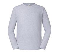 (5XL, Heather Grey) Fruit of the Loom Mens Iconic Premium Long-Sleeved T-Shirt