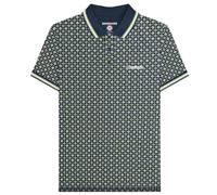 (5XL, Navy/Basil) Lambretta Mens Geometric Big & Tall Polo Shirt