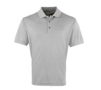 (5XL, Silver) Premier Mens Coolchecker Pique Polo Shirt