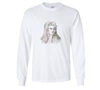 (5XL) Sir Isaac Newton Portrait Art Cool Long Sleeve T-Shirt White Mens Tee Tops