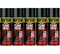 5xU-POL Raptor 1K Pro Flame Proof Flat Black Spray 338ml Resists to 1000°c Heat