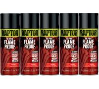 5xU-POL Raptor 1K Pro Flame Proof Flat Red Spray 352ml Resists up to 1000°c Heat