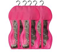 5xWig Storage Bag with Hanger, Hourglass-Shaped Wigs Pouch (Rose Red)